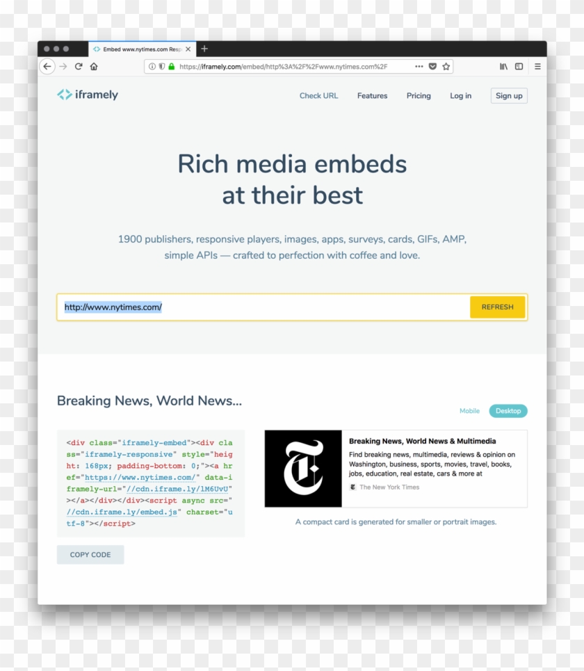 What Iframely Generates For The Current New York Times - New York Times App Icon Clipart