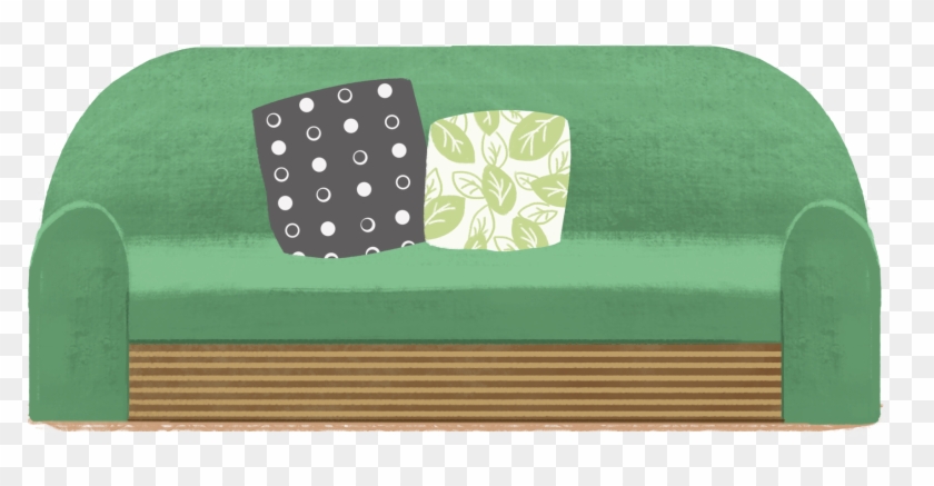 Cartoon Hand Drawn Illustration Green Sofa Png And - Grass Clipart