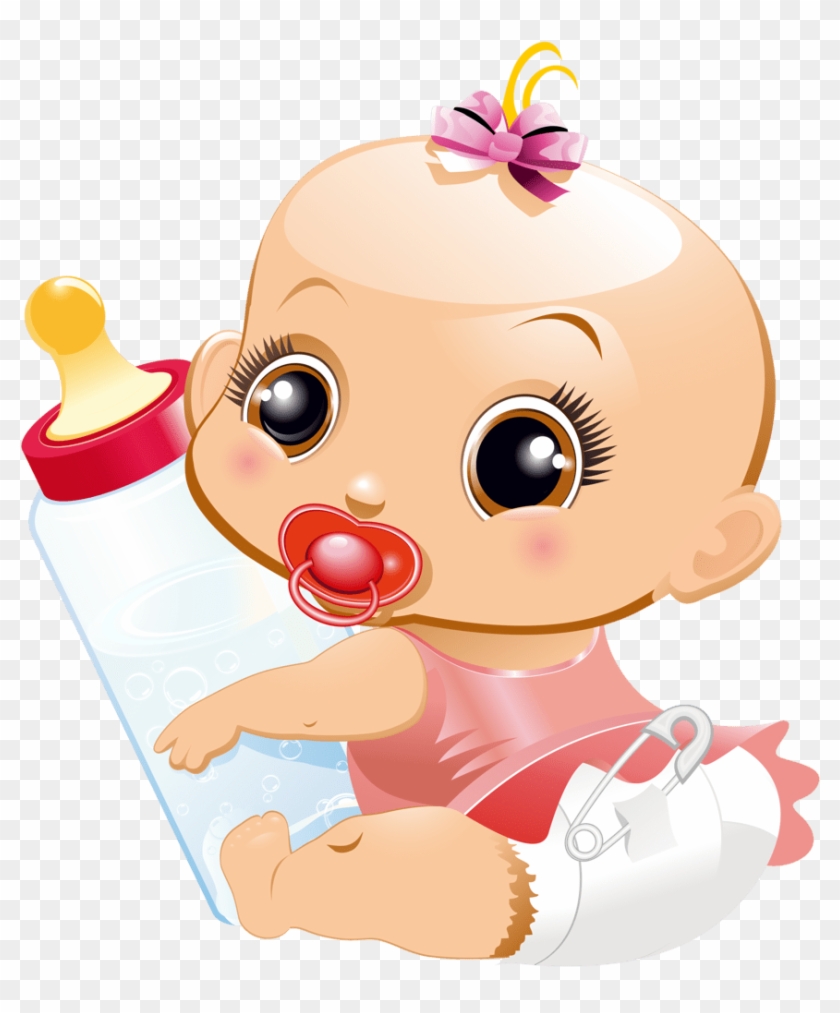 Baby Girl Clip Art - Bebe Con Biberon Caricatura - Png Download