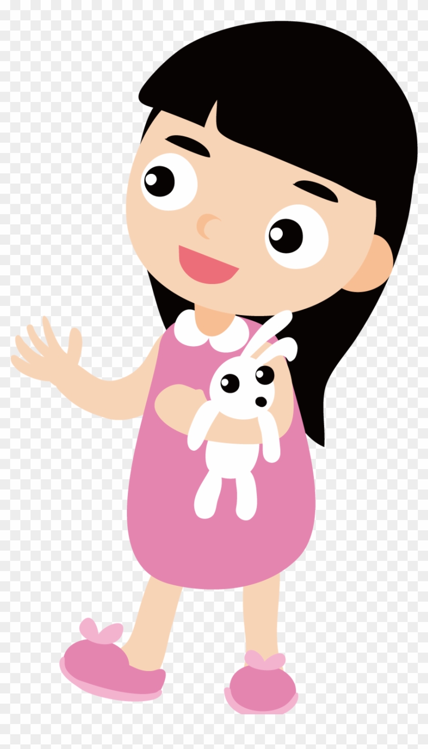 Child Clip Art Holding A Transprent Png Ⓒ - Childgirl Black Hair Cartoon Transparent Png
