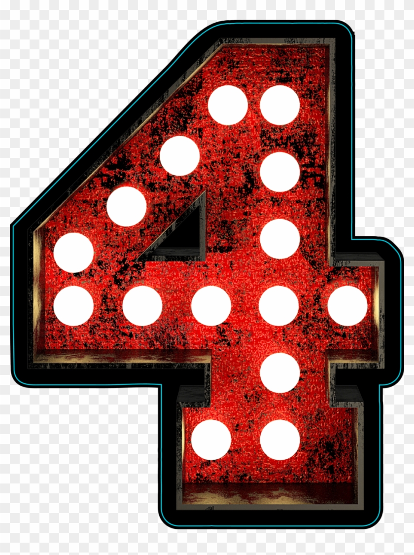 Broadway Style Light Bulb Font Number 4 Sticker - Circle Clipart