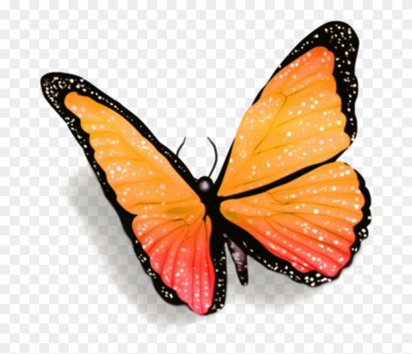Butterfly Sticker - Butterfly With Shadow Png Clipart #3614239