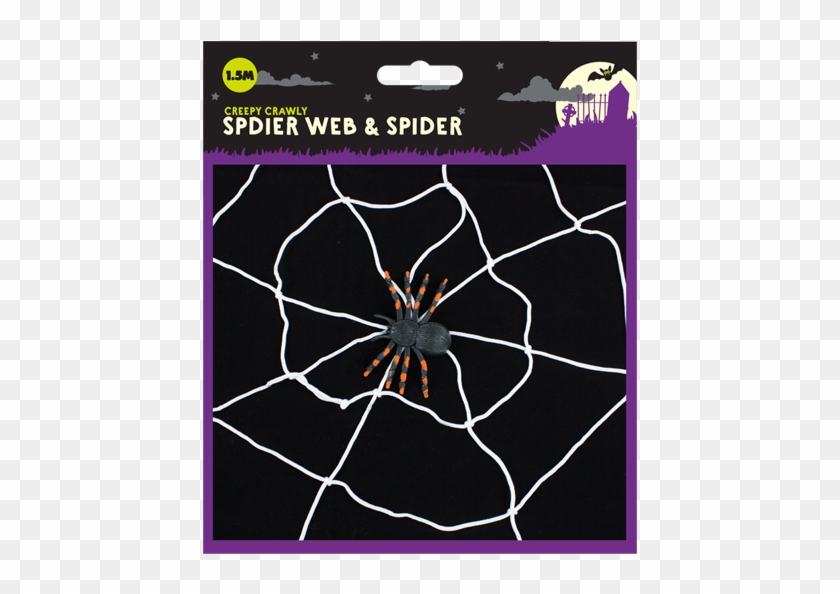 Halloween Spider Web & Spider - Spider Web Clipart #3614954