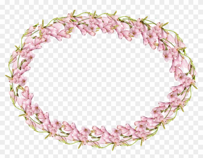 Frame Pink Bulb - Pembe Çiçek Çerçeve Png Clipart #3615113