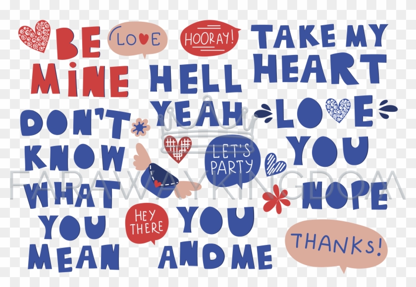Love Letters Valentine Day Phrases Vector Illustration - Poster Clipart