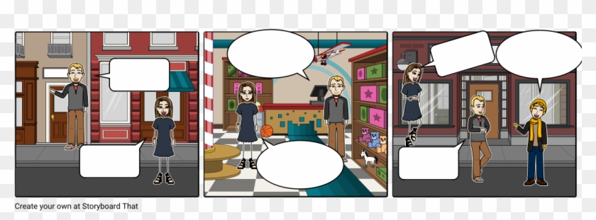 Paula Y Daniel En La Tienda De Juguetes - Cartoon Clipart