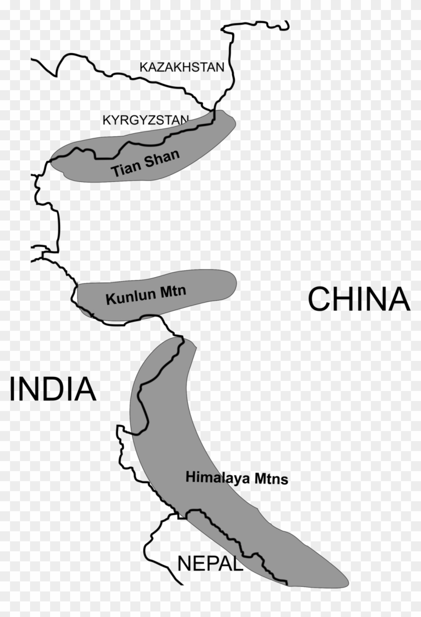 Tectonics Of The Tian Shan - Asia Tian Shan Map Clipart #3615550