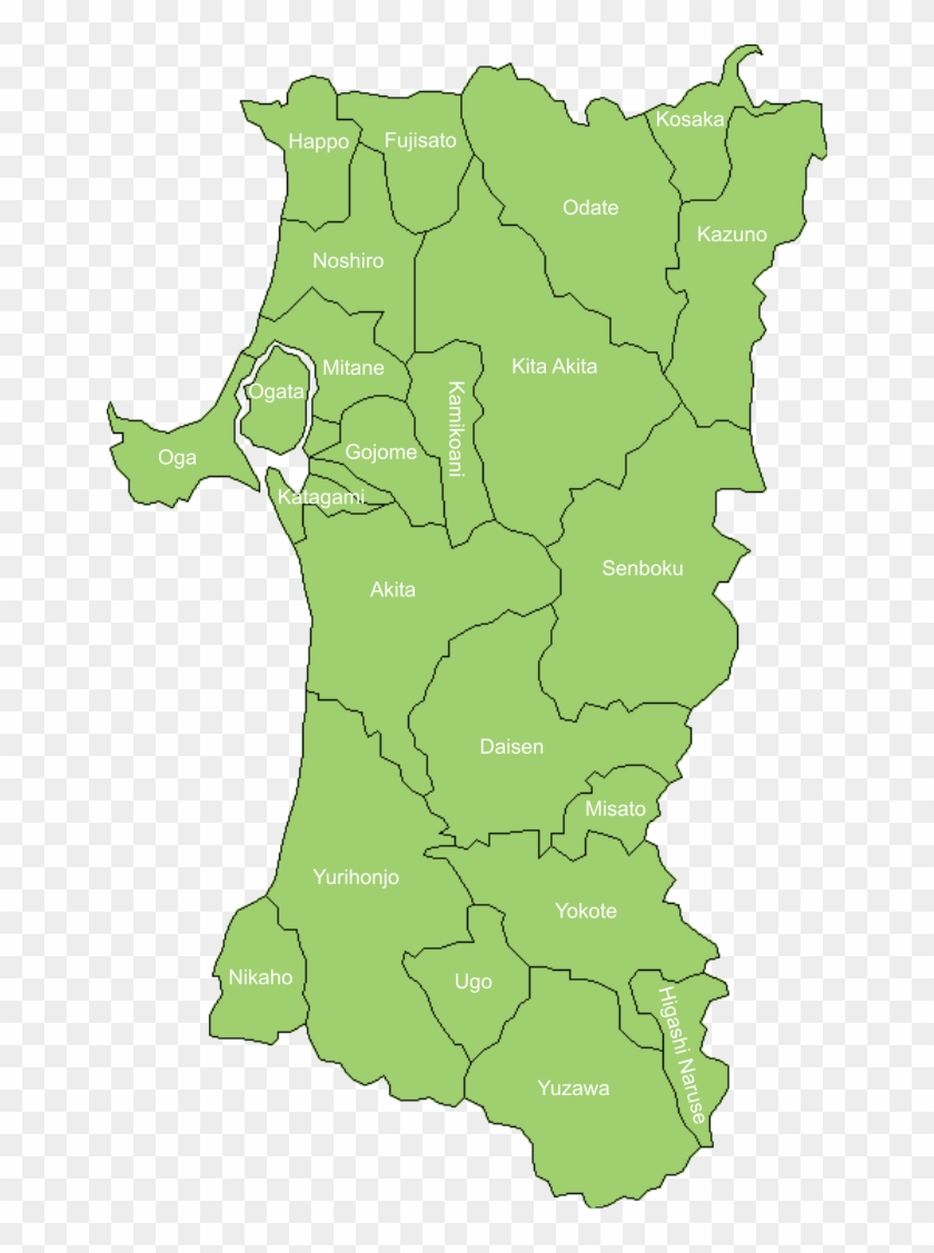 Akita Prefecture Cities And Towns 2 - Akita Map Clipart #3618821