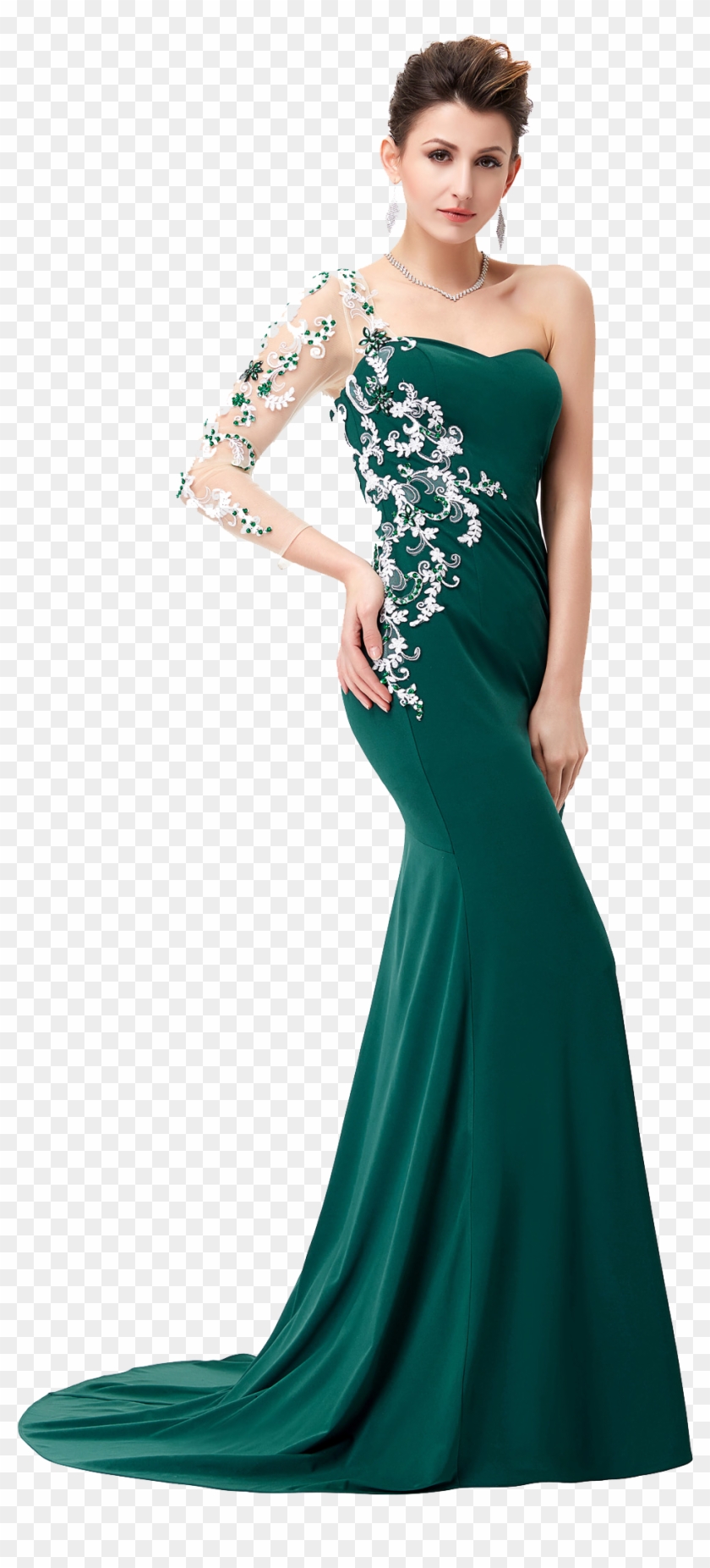 Vestidos De Noche De Color Verde Hoja , Png Download - Matric Farewell Dresses Clipart #3620528