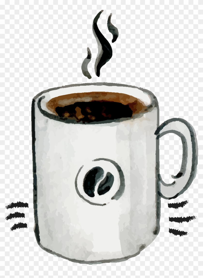 Cartoon Line Aroma Coffee Element - Tazas De Cafe Acuarela Png Clipart