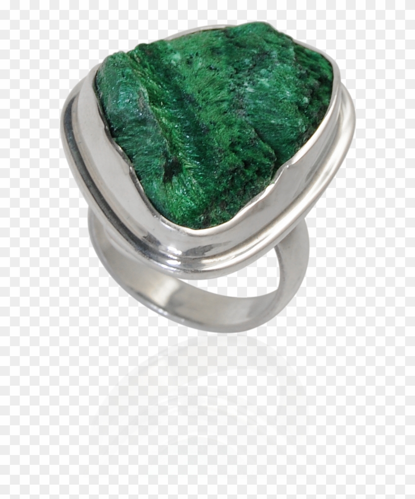 Lovely Rough Malachite Silver Ring - Titanium Ring Clipart