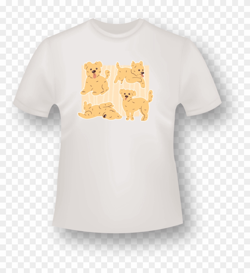 Puppy Poses T-shirt - Black T Shirt Side View Clipart