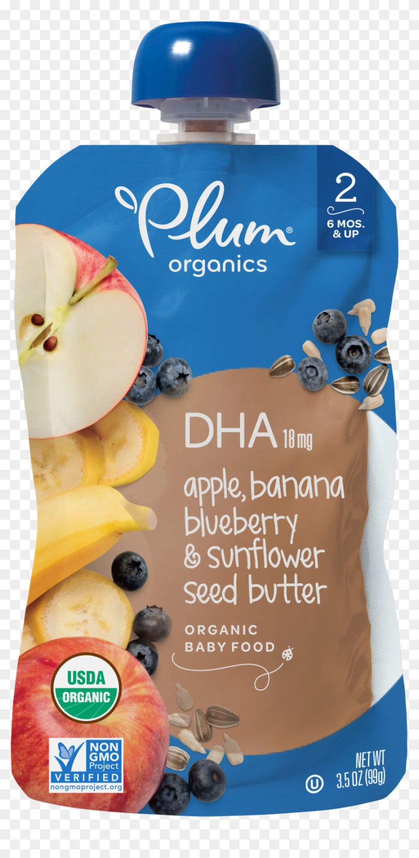 Apple, Banana, Blueberry, Sunflower Seed Butter With - Plum Organics Prunes Clipart #3623276