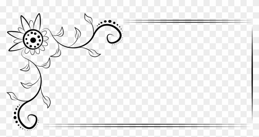 Flower Vines Text Box Box Png Image - White Border Line Png Clipart #3624091