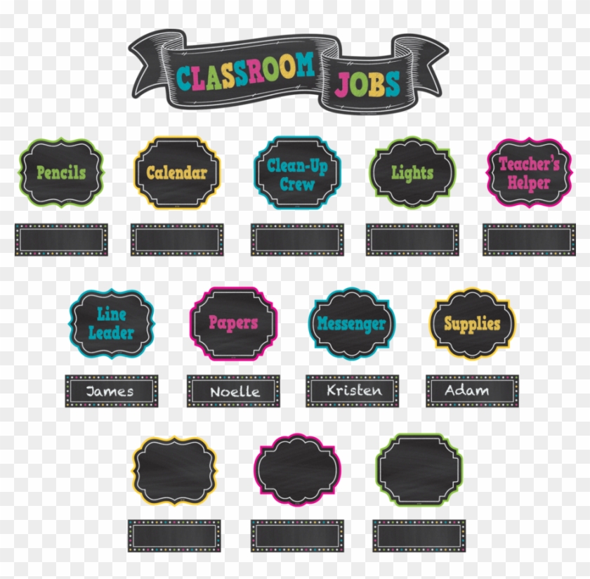 Tcr 5653 Chalkboard Brights Classroom Jobs Mini Bbs - Classroom Jobs Clipart