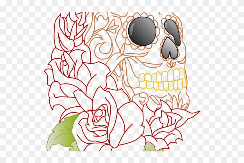 Free On Dumielauxepices Net - Skull Rose Art Transparent Clipart #3624431