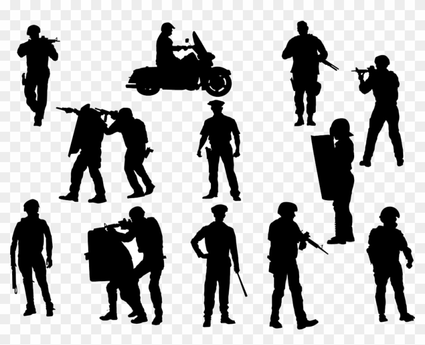 Police Officer Illustration Motorcycle Soldiers Buckle - Policeman Silhouette Vector Clipart #3624818