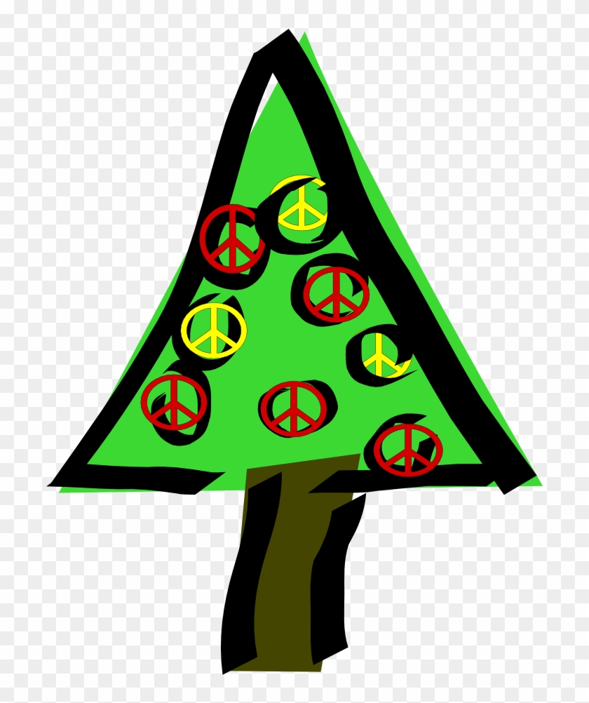 Xmas Christmas Tree 1 6 Peace Symbol Sign 999px 93 - Christmas Tree Clip Art - Png Download