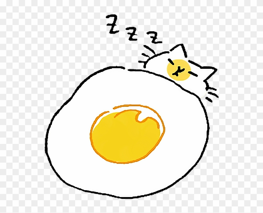#cat #kitty #neko #cute #kawaii #white #egg #sleeping - Cartoon Clipart