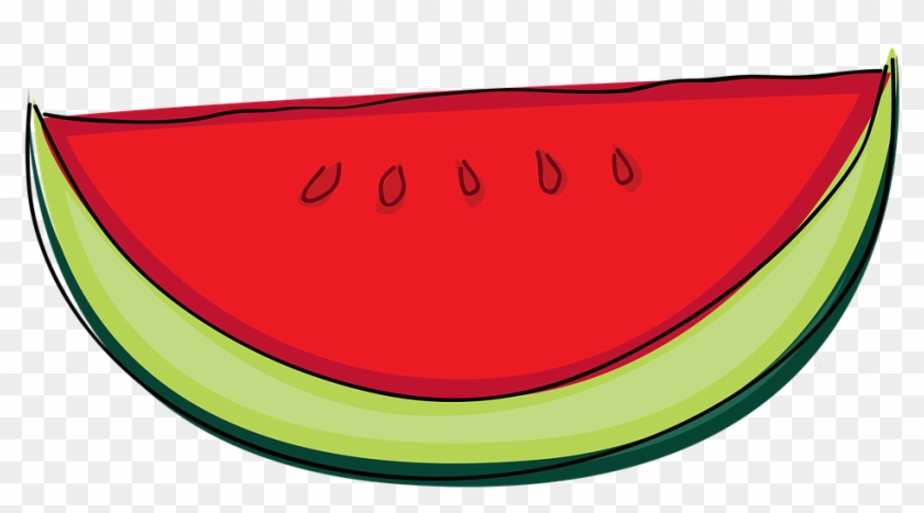Watermelon Plant Fruit Fresh Cartoon Hand Drawn - Dibujo De Una Sandia Clipart