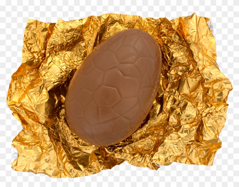 Large Chocolate Egg On Foil Wrapper - Gold Clipart #3625953