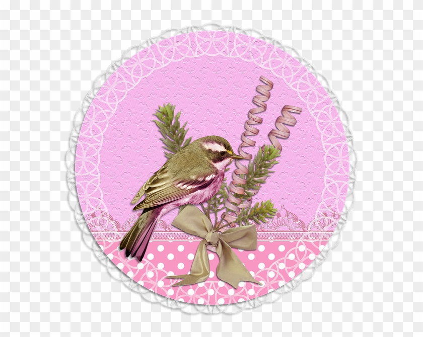 Tag Label Pink Green Flower Lace Bird - Spring Scrapbook Png Transparent Clipart