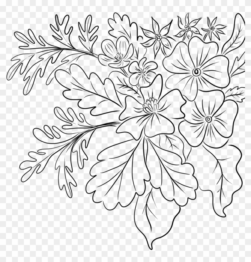 Spring Floral Illustration - Line Art Clipart #3626375