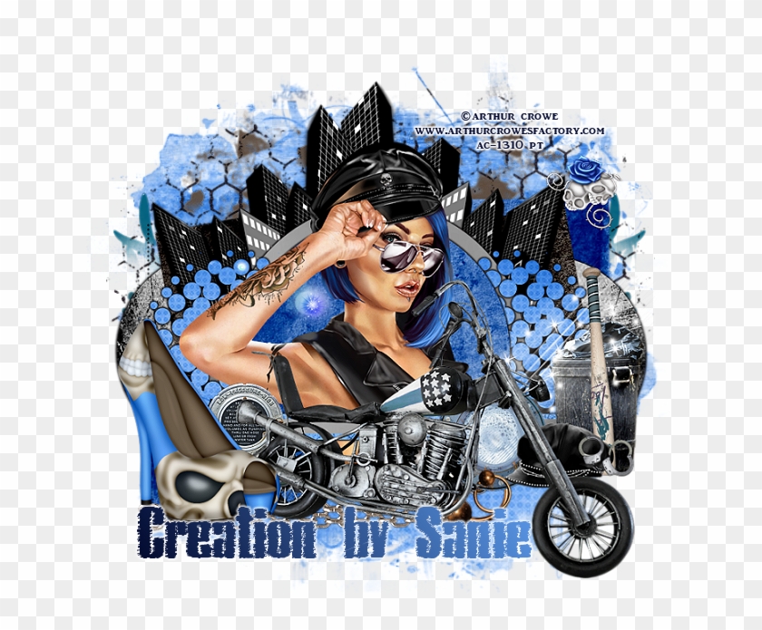 Biker Skull Babe By Arthur Crowe - Chopper Clipart