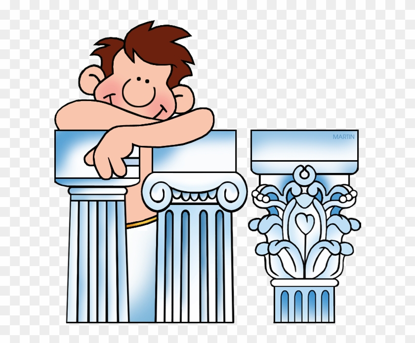 Man With Greek Columns - Greek Clip Art Cartoon - Png Download #3627635