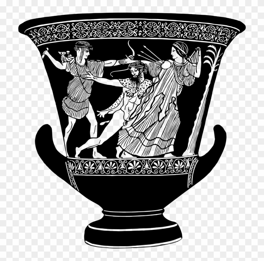 Trojan War Pottery Of Ancient Greece Vase Drawing - Ancient Greek Vase Drawing Clipart