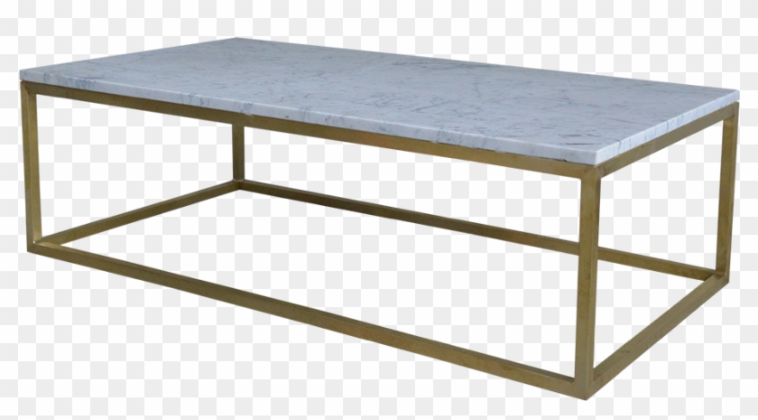 Coffee Table With Old Marble Top And New Messing Frame - Industrialna Lawa Clipart #3628124