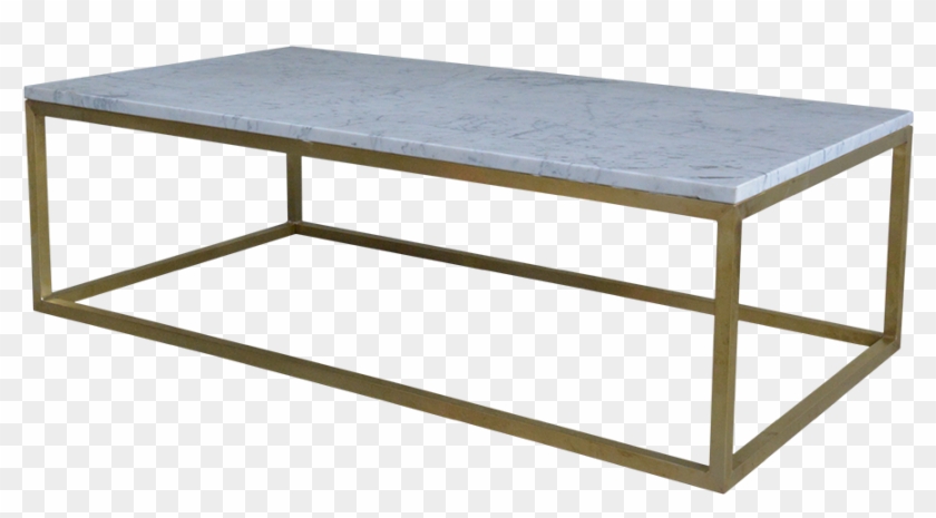 Coffee Table With Old Marble Top And New Messing Frame - Industrialna Lawa Clipart