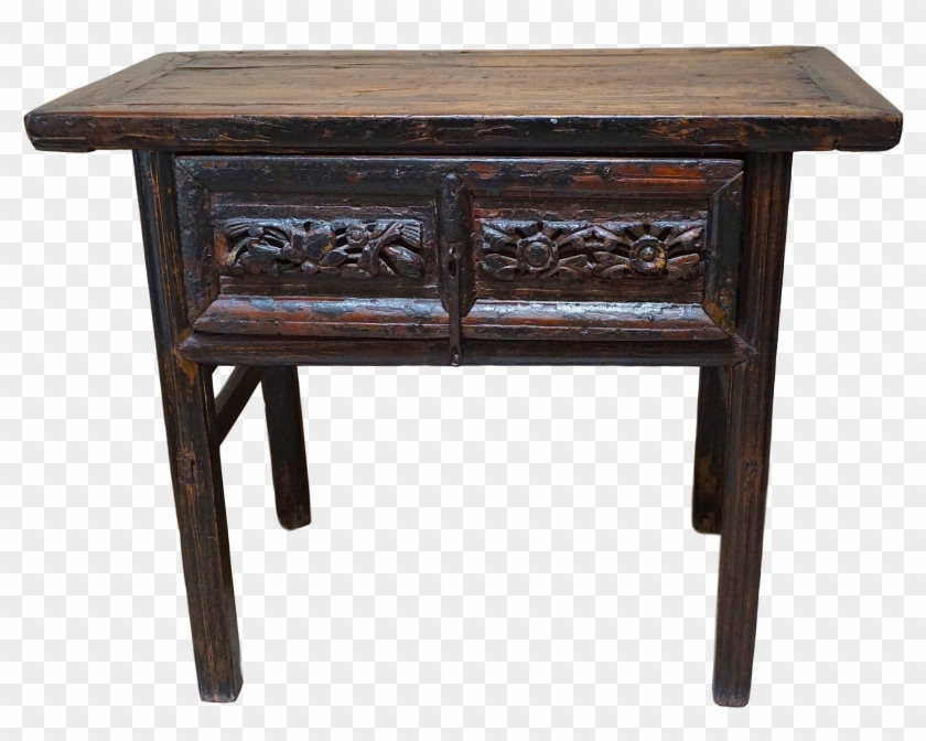 Primitive Painted Antique Asian Console Table - End Table Clipart
