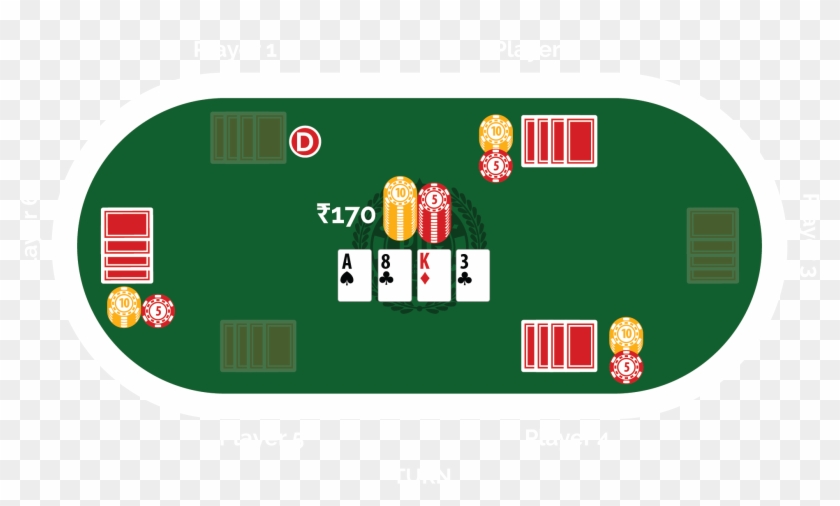 All Bets Are Combined Again In The Pot - Poker Table Clipart