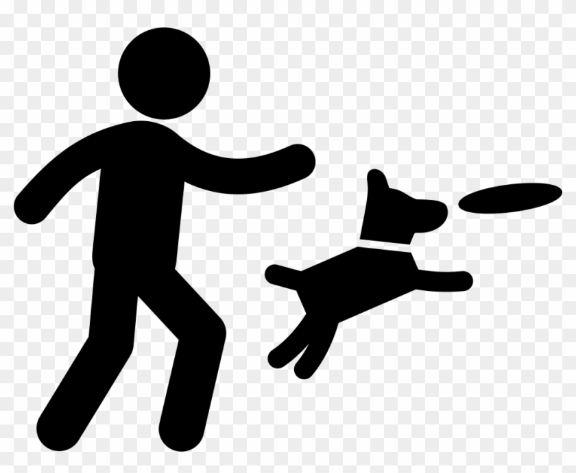 Man Throwing A Disc And Dog Jumping To Catch It Comments - Dog Play Icon Png Clipart