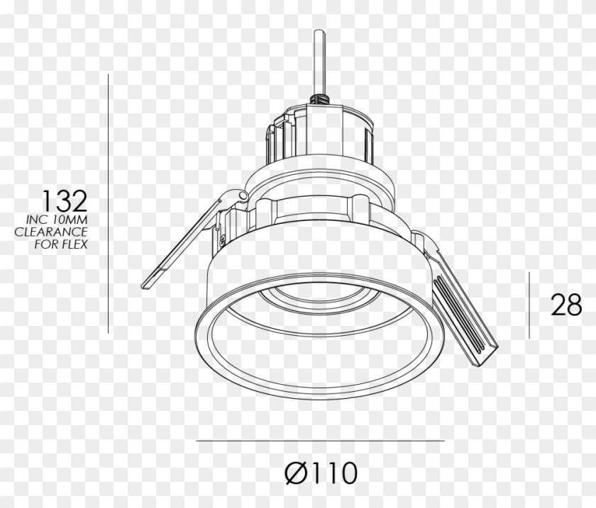 Deep Down Has A Recessed Lamp For Low Glare Applications - Technical Drawing Clipart #3630500