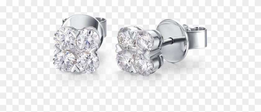 Dazzling Four Leaf Clover Diamond Stud Earrings - Clover Leaf Diamond Earrings Clipart #3631162