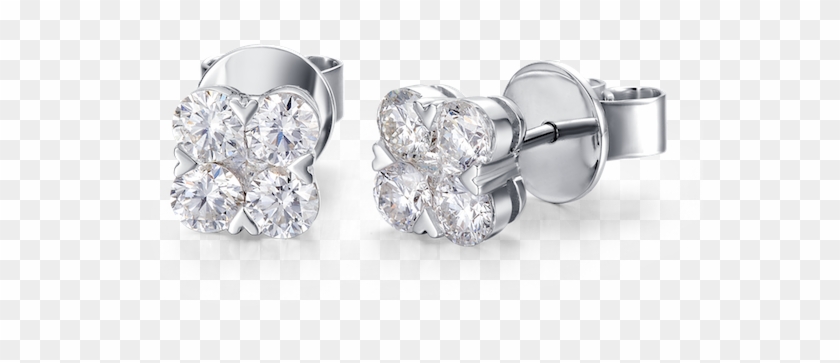 Dazzling Four Leaf Clover Diamond Stud Earrings - Clover Leaf Diamond Earrings Clipart