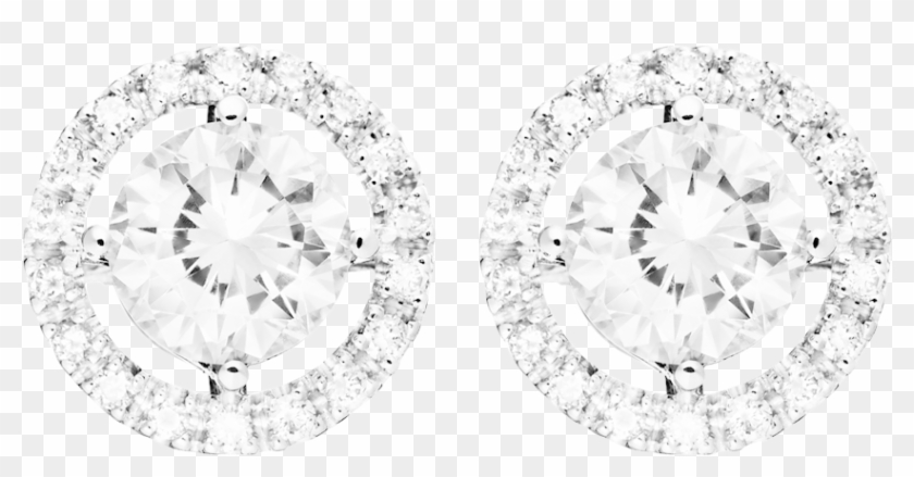 Diamond Stud Earring Halo Setting In White Gold - Earrings Clipart #3631308