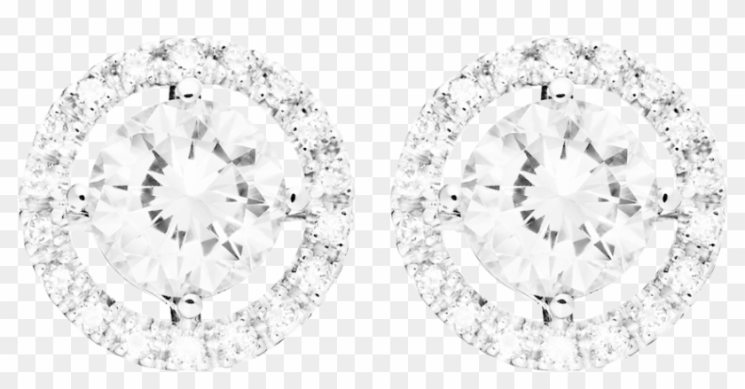 Diamond Stud Earring Halo Setting In White Gold - Earrings Clipart