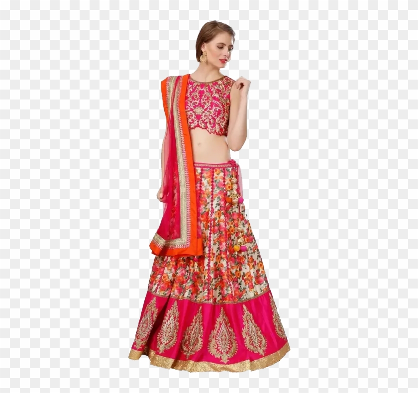 Red Bridal Lehenga Png Free Image Download - Bhagalpuri Silk Saree Clipart
