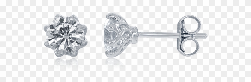 Princess Diamond Stud Earrings In 14k White Gold Image - Earrings Clipart