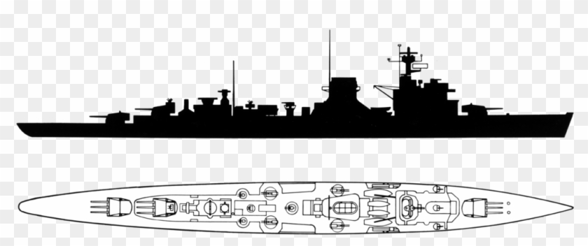 Recognition Silhouette Of The Soviet Light Cruiser - Военный Корабль Силуэт Пнг Clipart #3631884