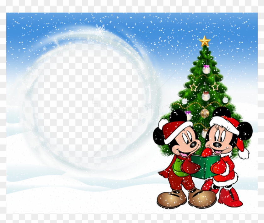 Free Png Christmas Kids Transparent Frame With Mickey - Minnie And Mickey Christmas Clipart