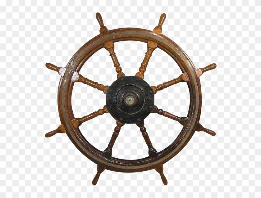 Large Antique Swedish Mahogany Ship's Wheel From Eronjohnsonantiques - Transparent Ship Steering Wheel Clipart #3632943