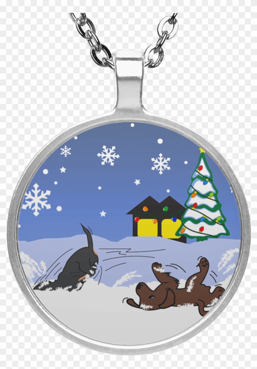 Snow Globe Christmas Circle Necklace - Necklace Clipart #3633624