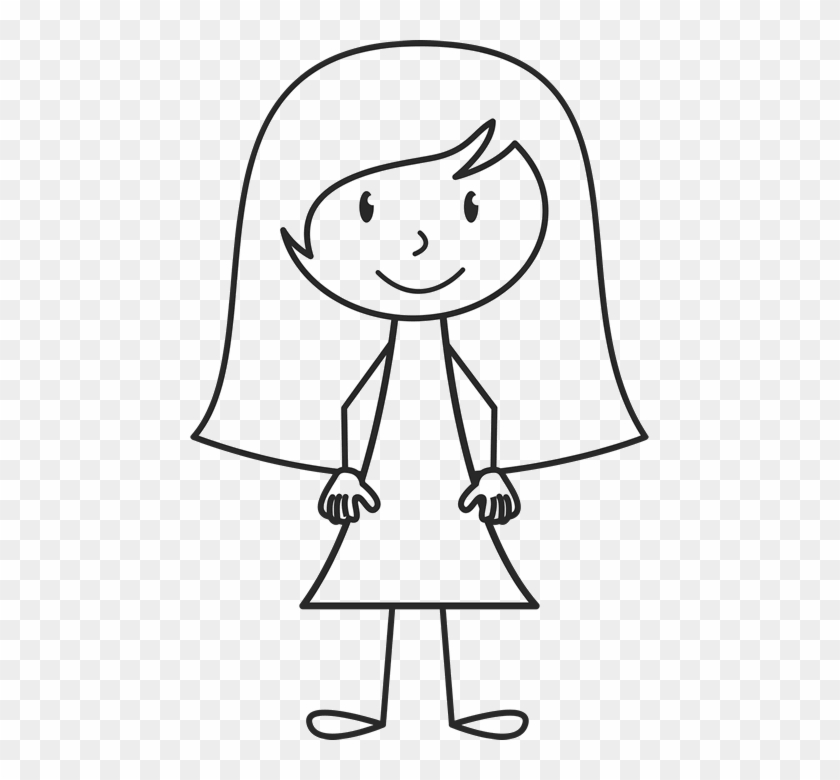 Stick Girl - Stick Figure With Long Hair Clipart