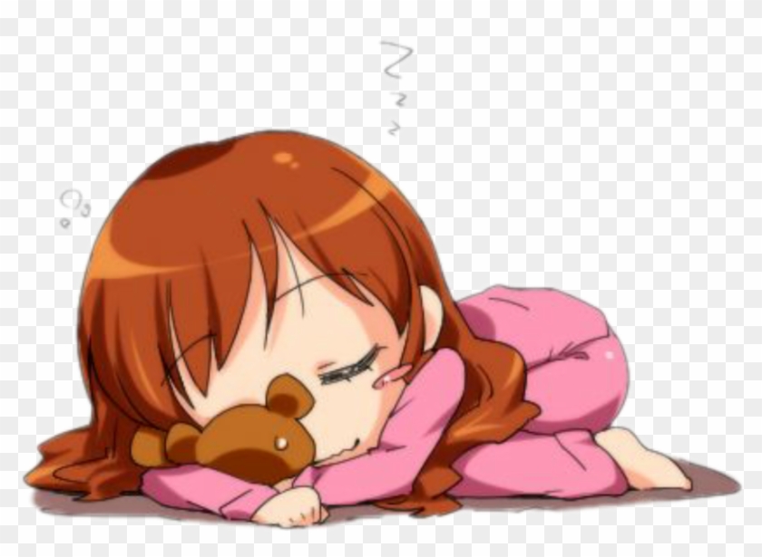 #girl #baby #teddybear - Kawaii Sleepy Anime Girl Clipart #3634804