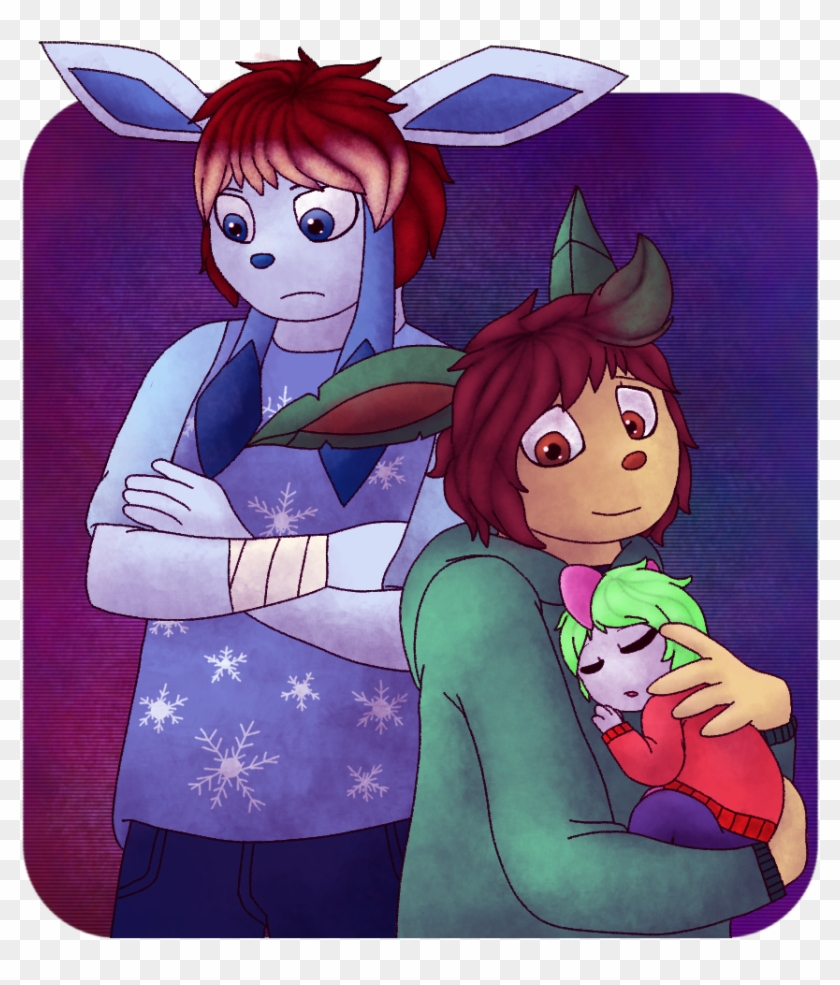 Two Foxes One Baby - Cartoon Clipart