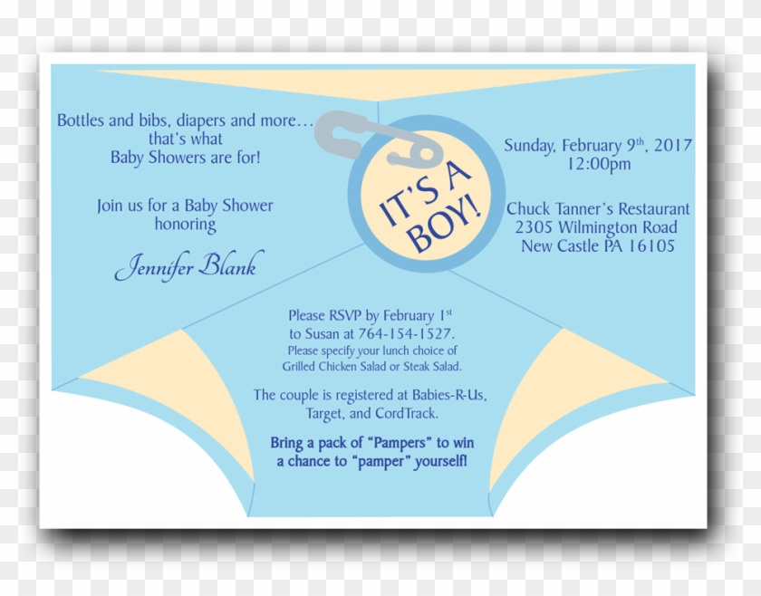 Diaper Shower Invitation Blue - Diaper Shower Invitation Clipart #3635418
